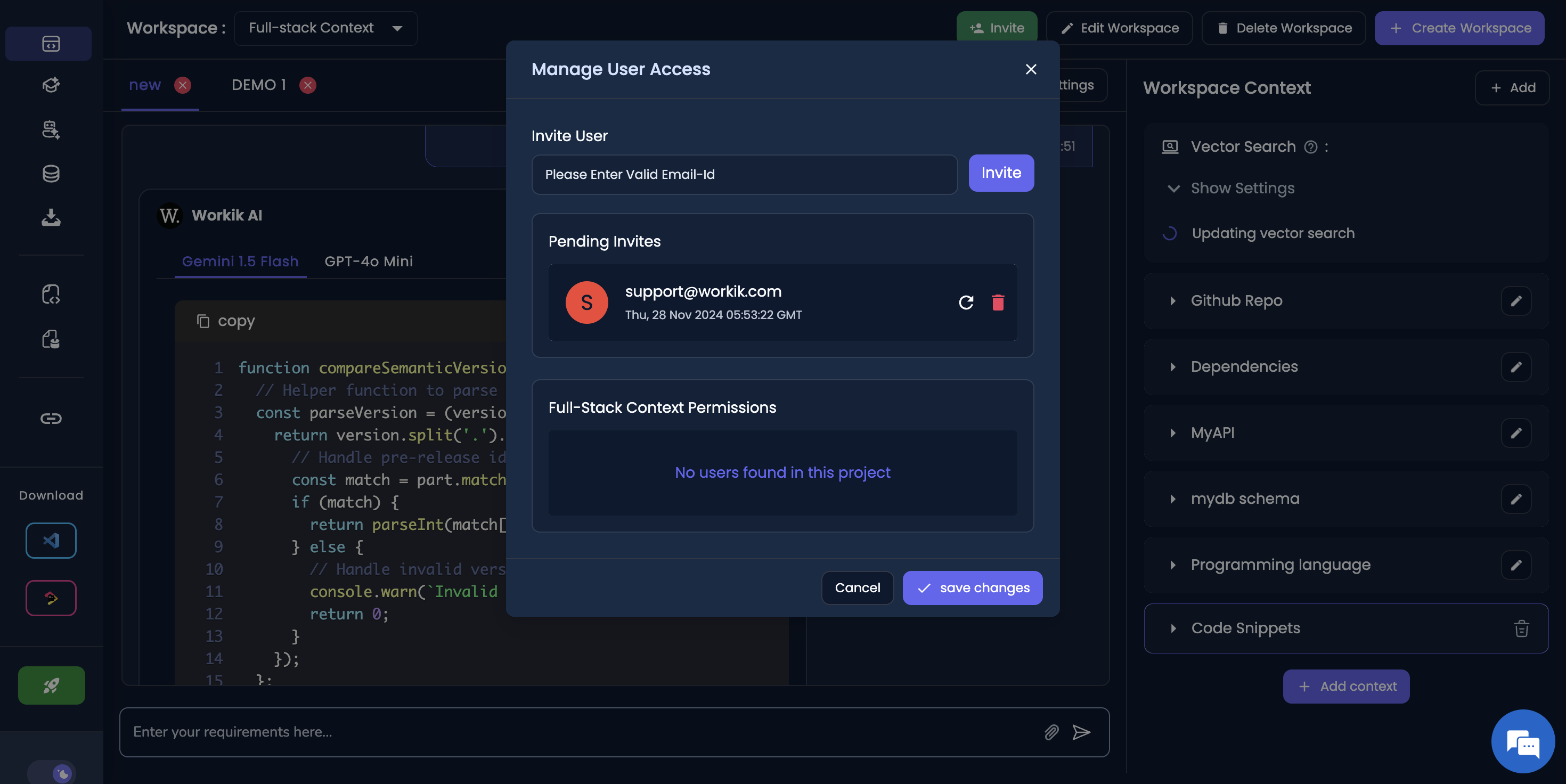 Team collaboration for AI code generation